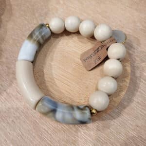 bracelet ivoire perles et porcelaine