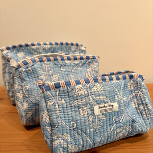 trousse toilette bleu artisanat indien